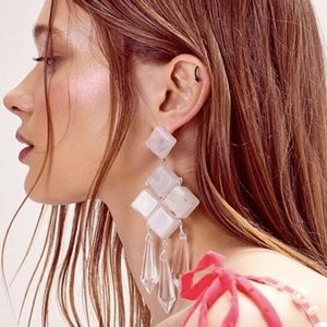 For Love & Lemons Gwen Earrings Crystal Clear NWT